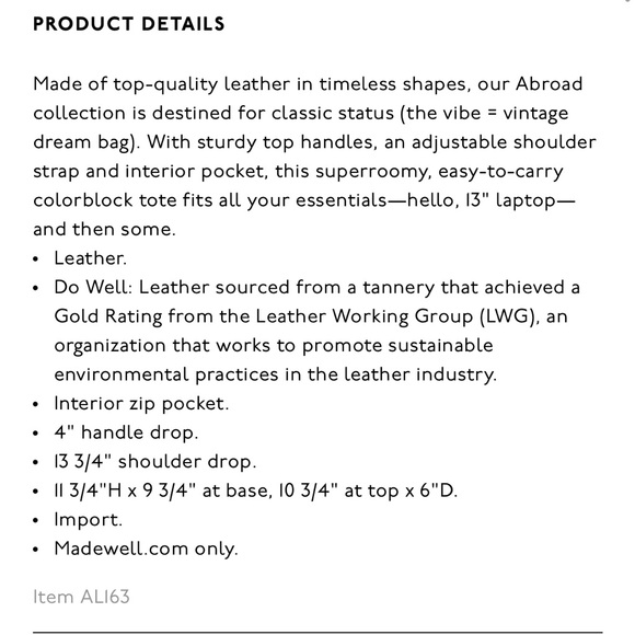 Madewell Leather Colorblock Tote - Picture 7 of 8